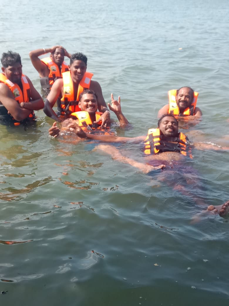 Friends floating in the backwaters