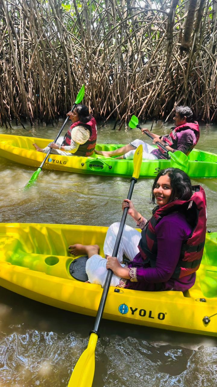 Paddlers in the mangrove tunnel